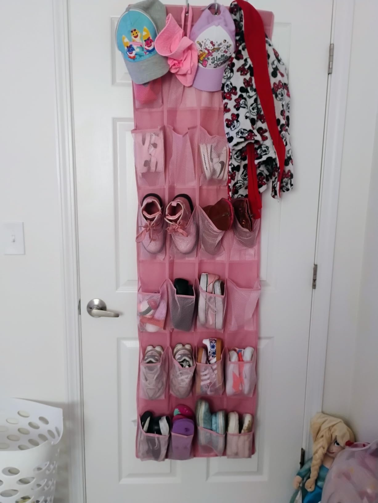 GORILLA GRIP Over the Door Shoe Organizer, 24 Large Pockets, Black customer photo 1