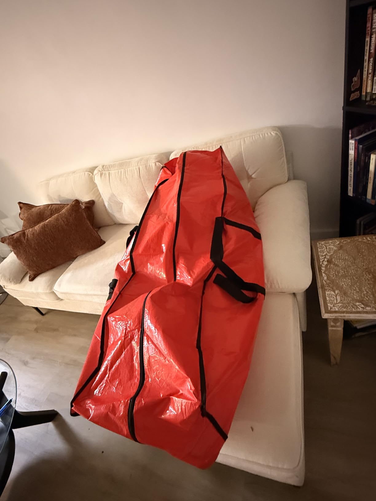 Sattiyrch Christmas Tree Storage Bag - Fits Up to 7.5 ft Holiday Xmas Disassembled Trees with Durable Reinforced Handles & Dual Zipper - Waterproof Material Protects from Dust,Moisture(Red) customer photo 2