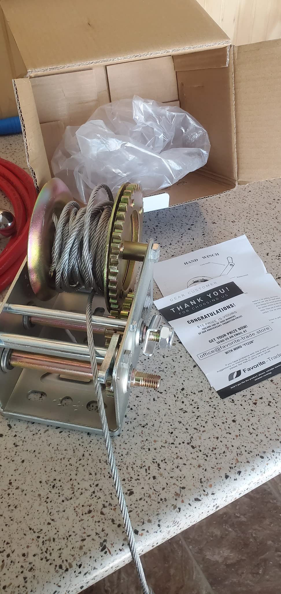 Boat Trailer Winch - 3500 lbs Boat Winch, 32.8 ft Steel Cable, Manual Winch customer photo 2