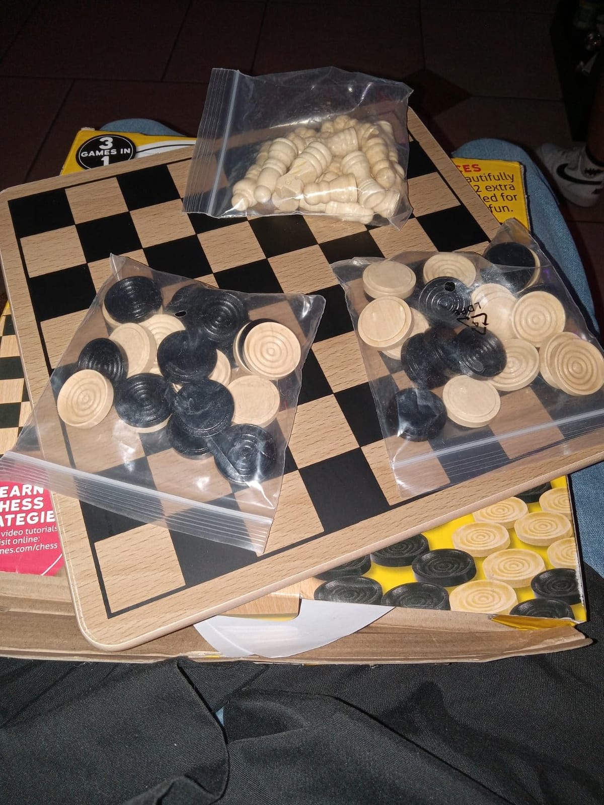 Regal Games - Reversible Wooden Board for Chess, Checkers & Tic-Tac-Toe - 24 Interlocking Wooden Checkers and 32 Standard Chess Pieces - for Age 8 to Adult for Family Fun customer photo 2