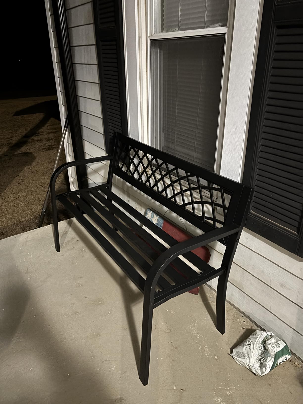 FDW Garden Bench Bench Park Outdoor Bench for Patio Metal Bench Park Bench with Plastic Backrest Armrests Sturdy Steel Frame Furniture for Yard Porch Work Entryway, Black customer photo 1