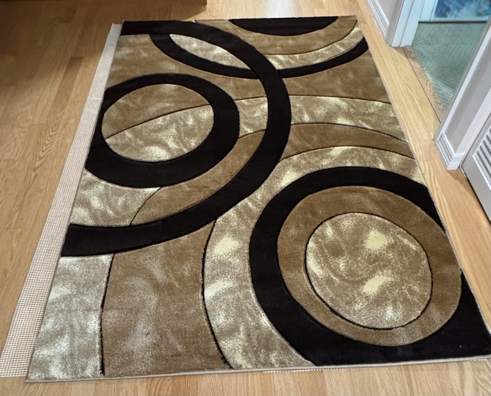 GLORY RUGS Area Rug Modern 8x10 Grey Black Circles Geometry Soft Hand Carved Contemporary Floor Carpet Fluffy Texture for Indoor Living Dining Room and Bedroom Area customer photo 2