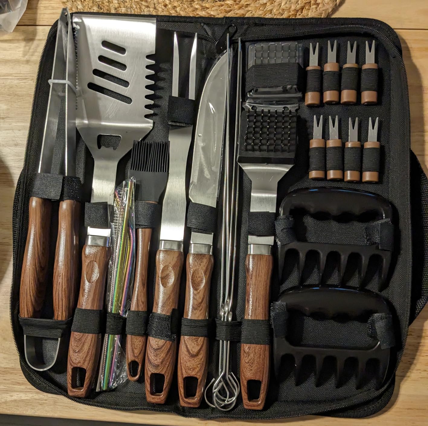 Romanticist 23pcs Stainless Steel BBQ Grill Tools & Accessories Kit, Brown customer photo 2