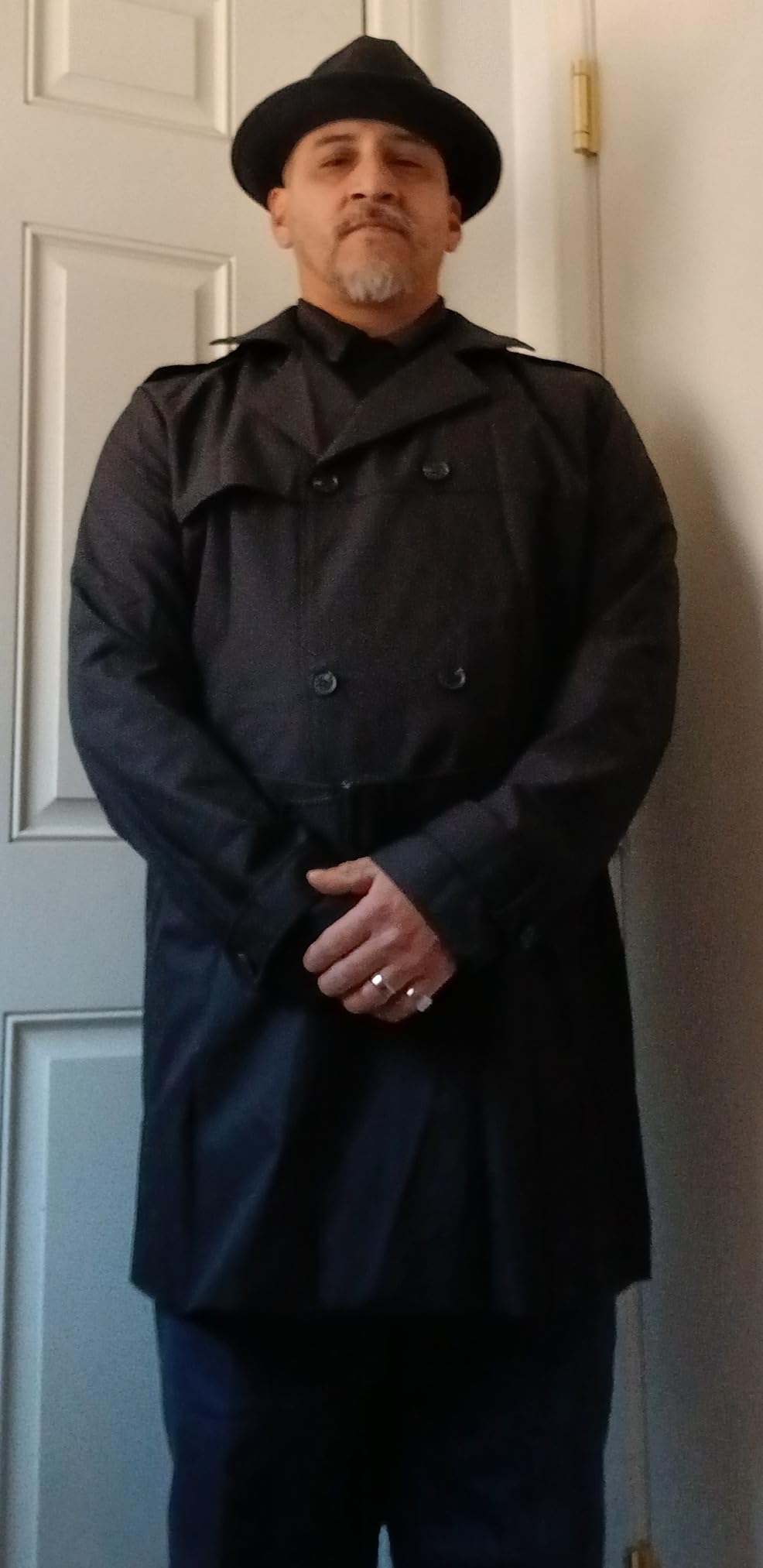 Pretifeel Mens Trench Coat Long Jacket Belted Windproof Coat customer photo 1