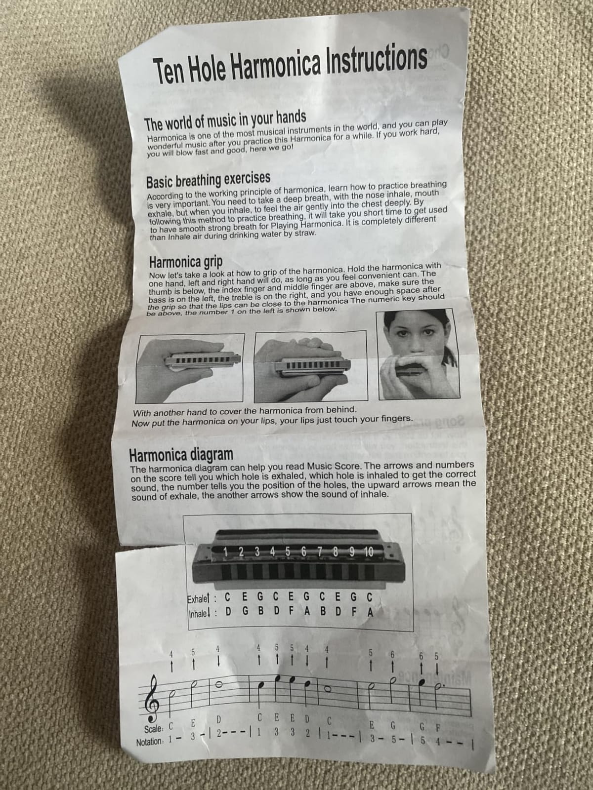 Harmonica 10 Holes 20 Tunes Mouth Organ Blues Deluxe Harmonica, Key of C for Beginner, Adults, Kids Gift, Black customer photo 1