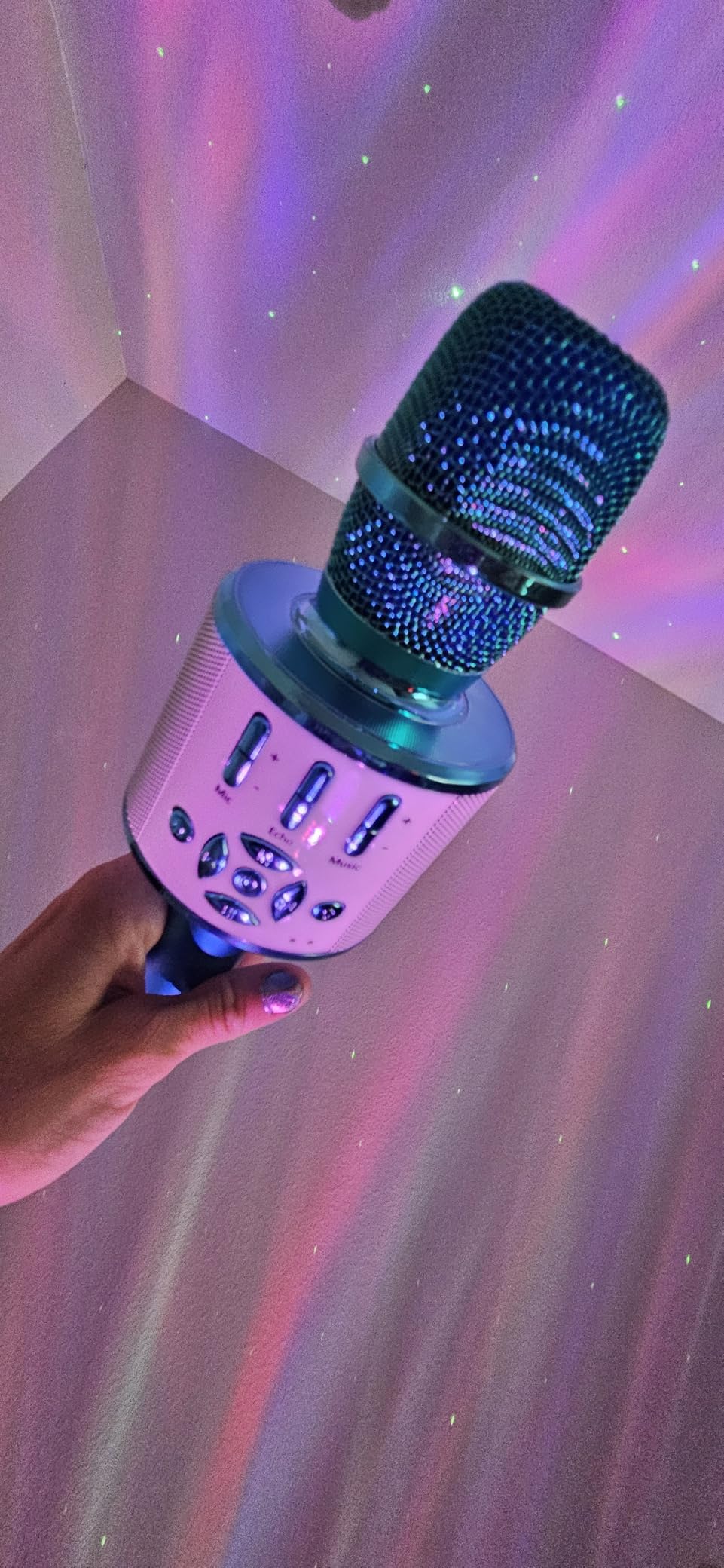 Amazmic Kids Karaoke Microphone Machine Toys for Girls Bluetooth Microphone with LED Light, Christmas Birthday Gift for Girls Boys 3-12+ Years Old (Blue) customer photo 1