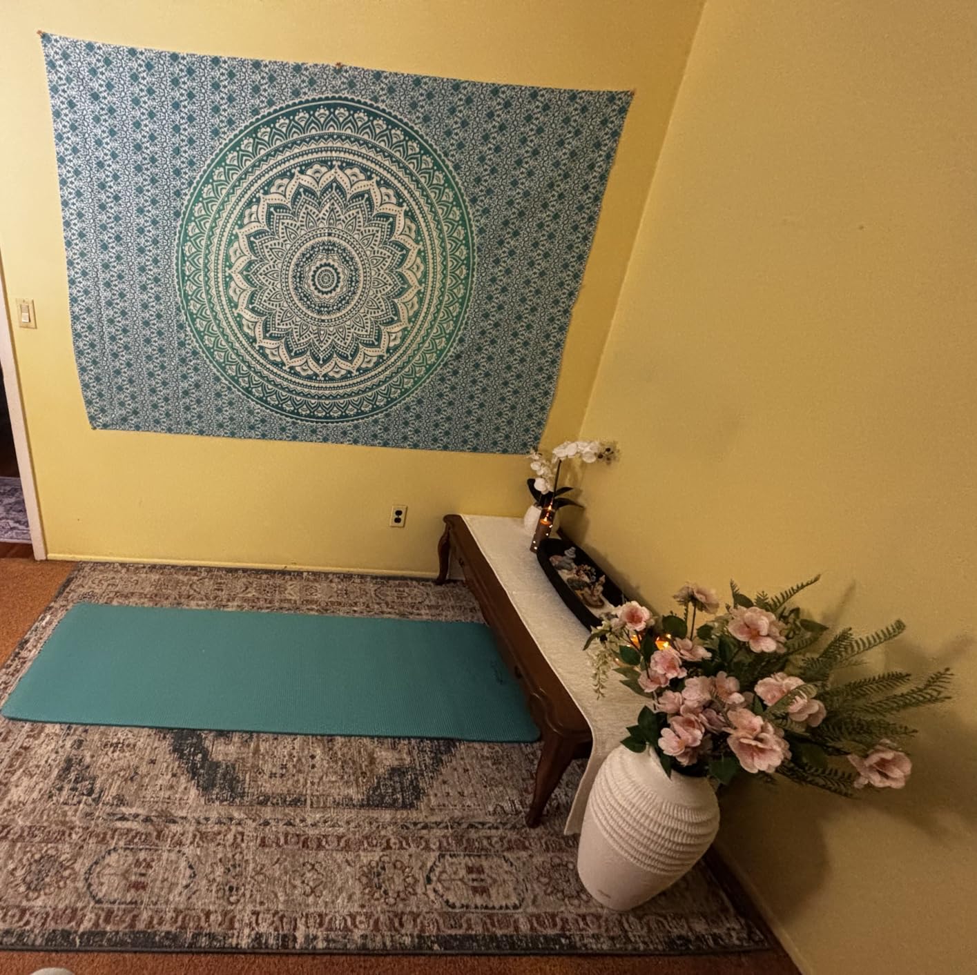 raajsee Top Selling Original Gold Mandala Ombre Tapestry Wall Hanging, Boho Bohemian Hippie Tapestries/Indian Cotton Dorm Decor Golden Twin Bedspread/Meditation Yoga Mat Rug 52x60 inches customer photo 2