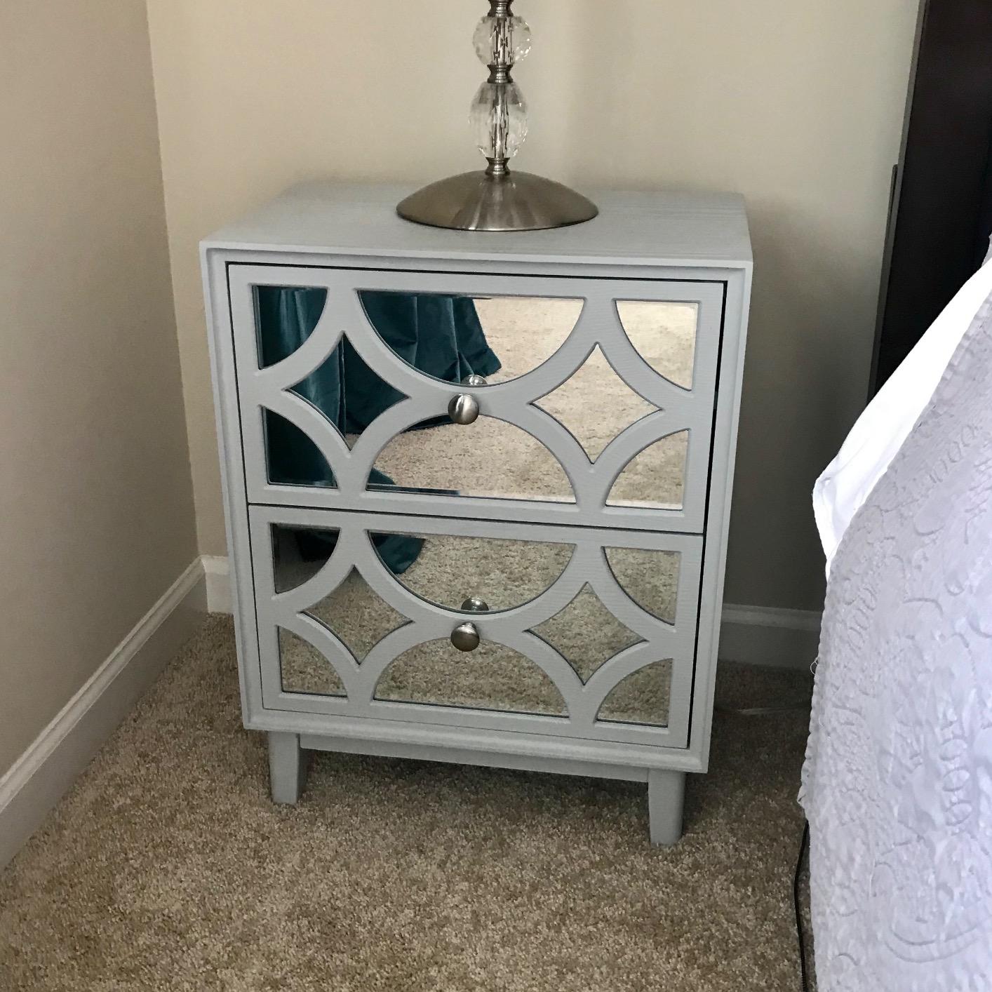 COZAYH Modern Contemporary 2-Drawer Nightstand, Front Mirror, Light Gray customer photo 1