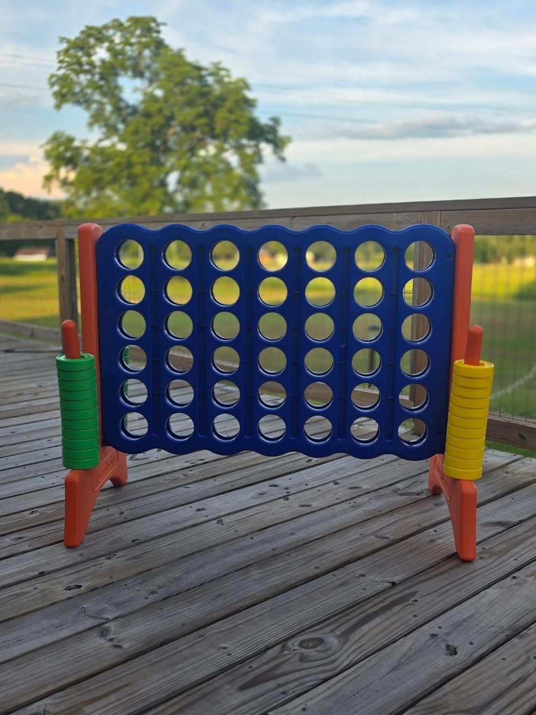 Amazon Basics Junior 4-to-Score Giant Premium Plastic Party Game for Kids & Adults, Indoor & Outdoor, BPA-Free with Carrying Bag, Blue, Yellow, Red, Green, Large customer photo 2