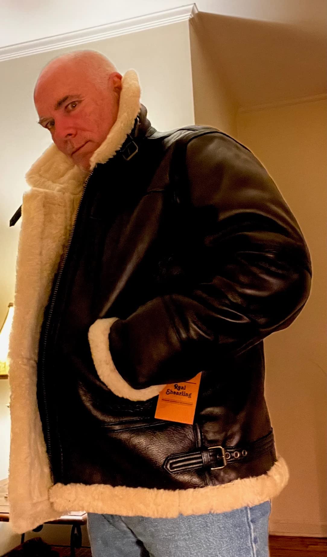 B3 Bomber Jacket Aviator Real Shearling B3 Bomber Jacket Winter customer photo 2