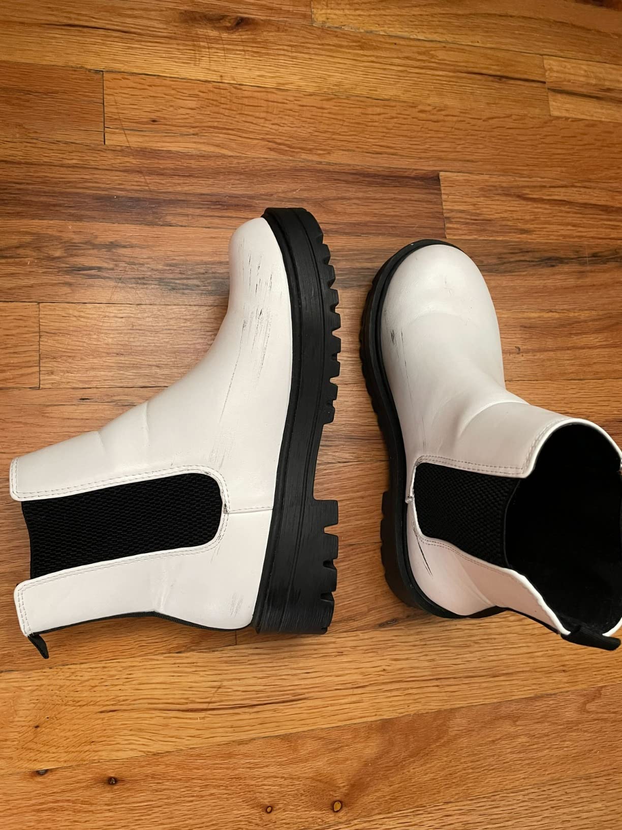 Soda Pilot ~ Women Lug Sole Low Heel Chelsea Fashion Ankle Bootie w/Double Elastic Gore customer photo 1