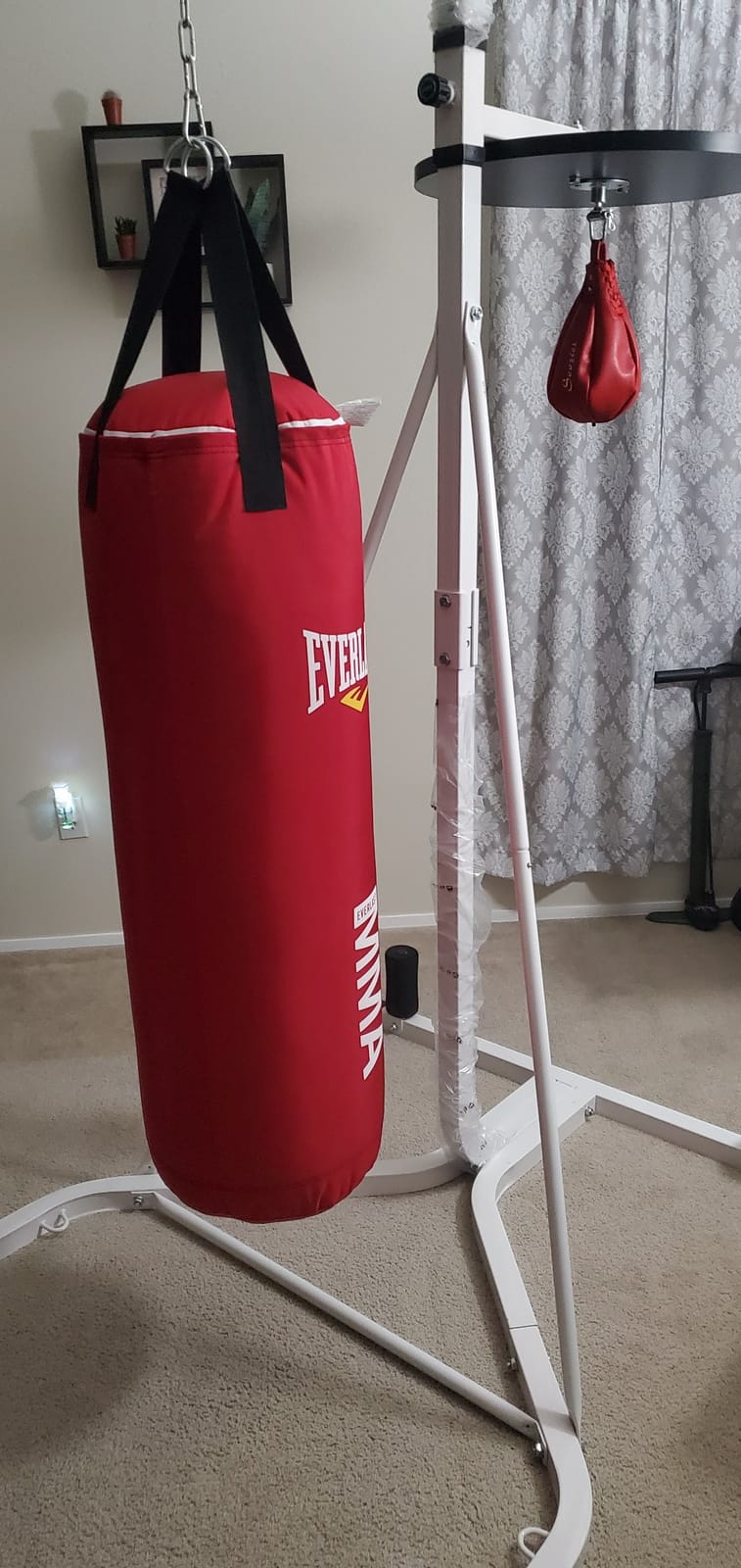 Soozier 2-in-1 Punching Bag Stand Weighted Base Speed Bag, White | Heavy Bag Stand, Freestanding, Adjustable Height, for Home Gym customer photo 2