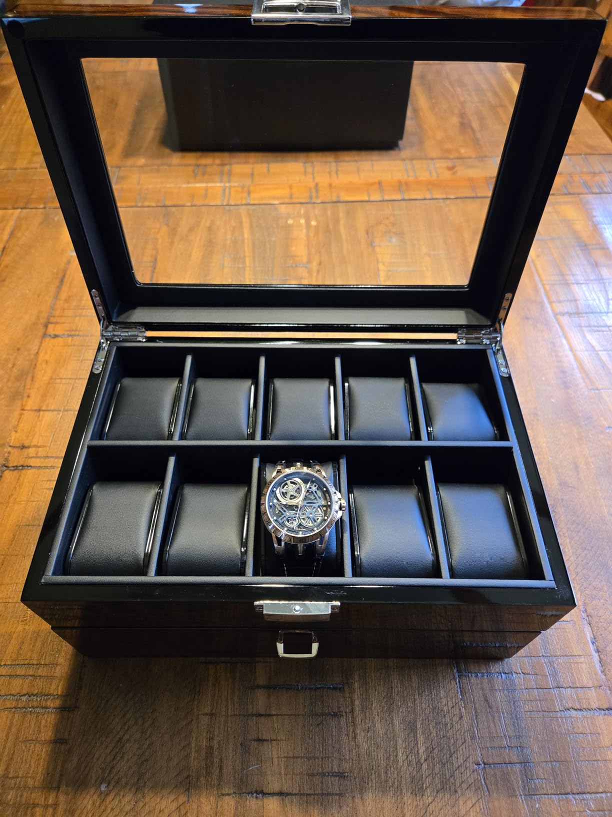 BEWISHOME High-End Watch Case, 20-Slot Watch Box Organizer Large Glass Lid customer photo 2