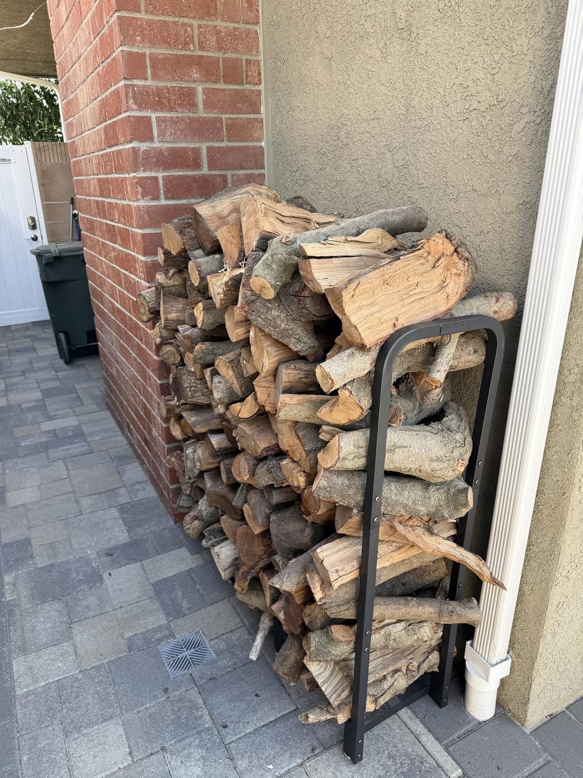 Firewood Rack Outdoor 8ft Heavy Duty Logs Holder for Indoor Fireplace Metal Wood Pile Storage Stacker Organizer, Matte Black customer photo 2