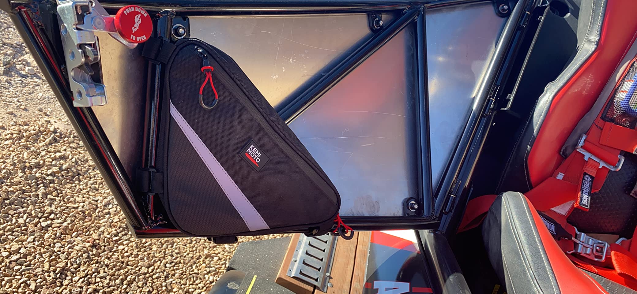 KEMIMOTO UTV Roll Bar Triangle Storage Bag, Water Resistant Universal Roof/Door/Side Armrest Bag Compatible with Most UTV, Road and Mountain Bikes customer photo 2