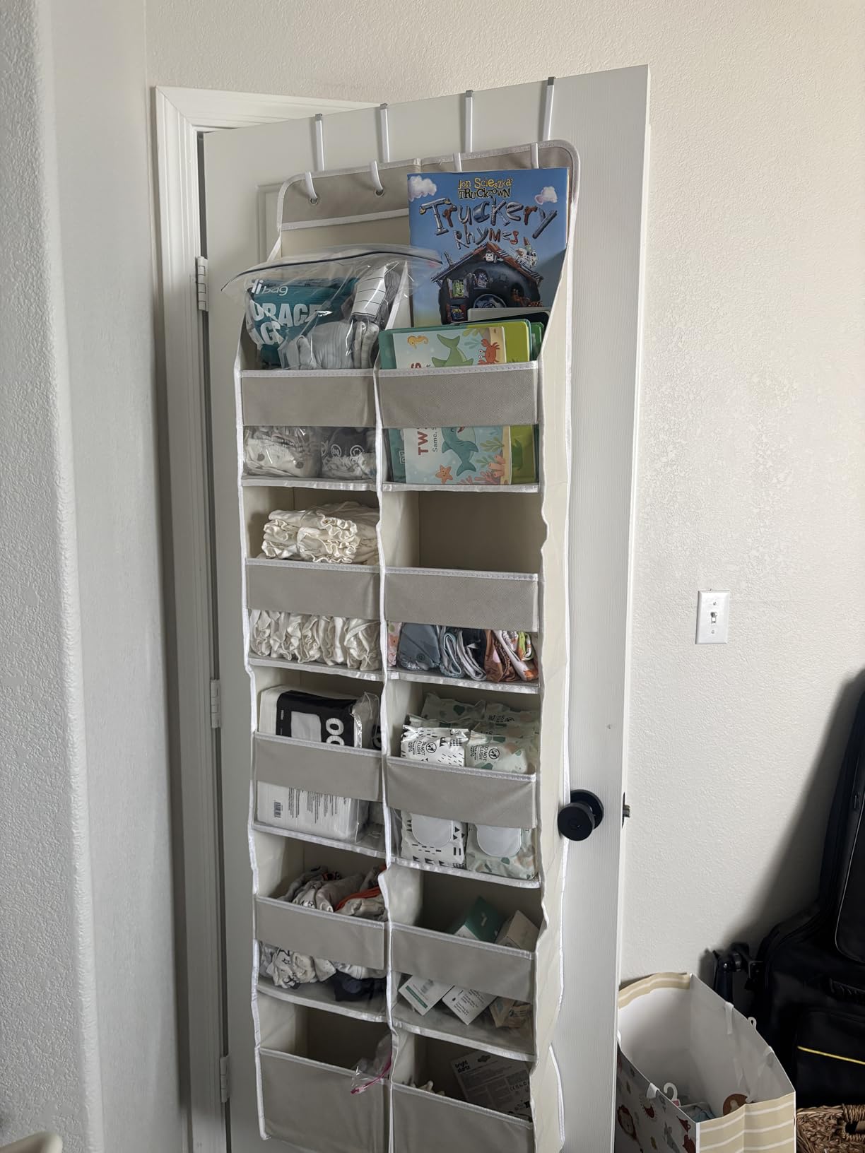Univivi Over the Door Organizer for Baby Nursery, Beige Pattern, 6-Shelf customer photo 2