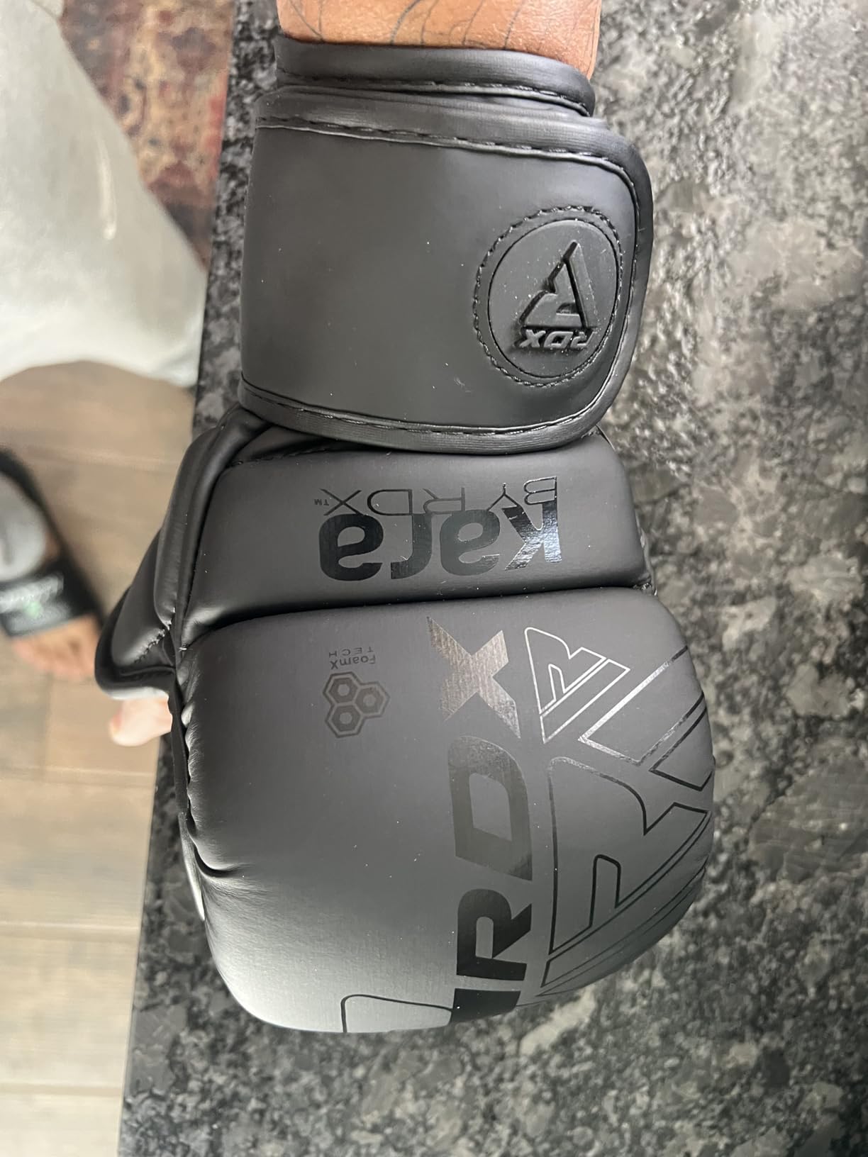 RDX MMA Gloves Sparring Grappling, Hybrid Open Palm Martial Arts Mitts Men Women, Maya Hide Leather Wrist Support, Cage Fighting Combat Sports Boxing Glove Training, Muay Thai, Punching Bag Kickboxing customer photo 1