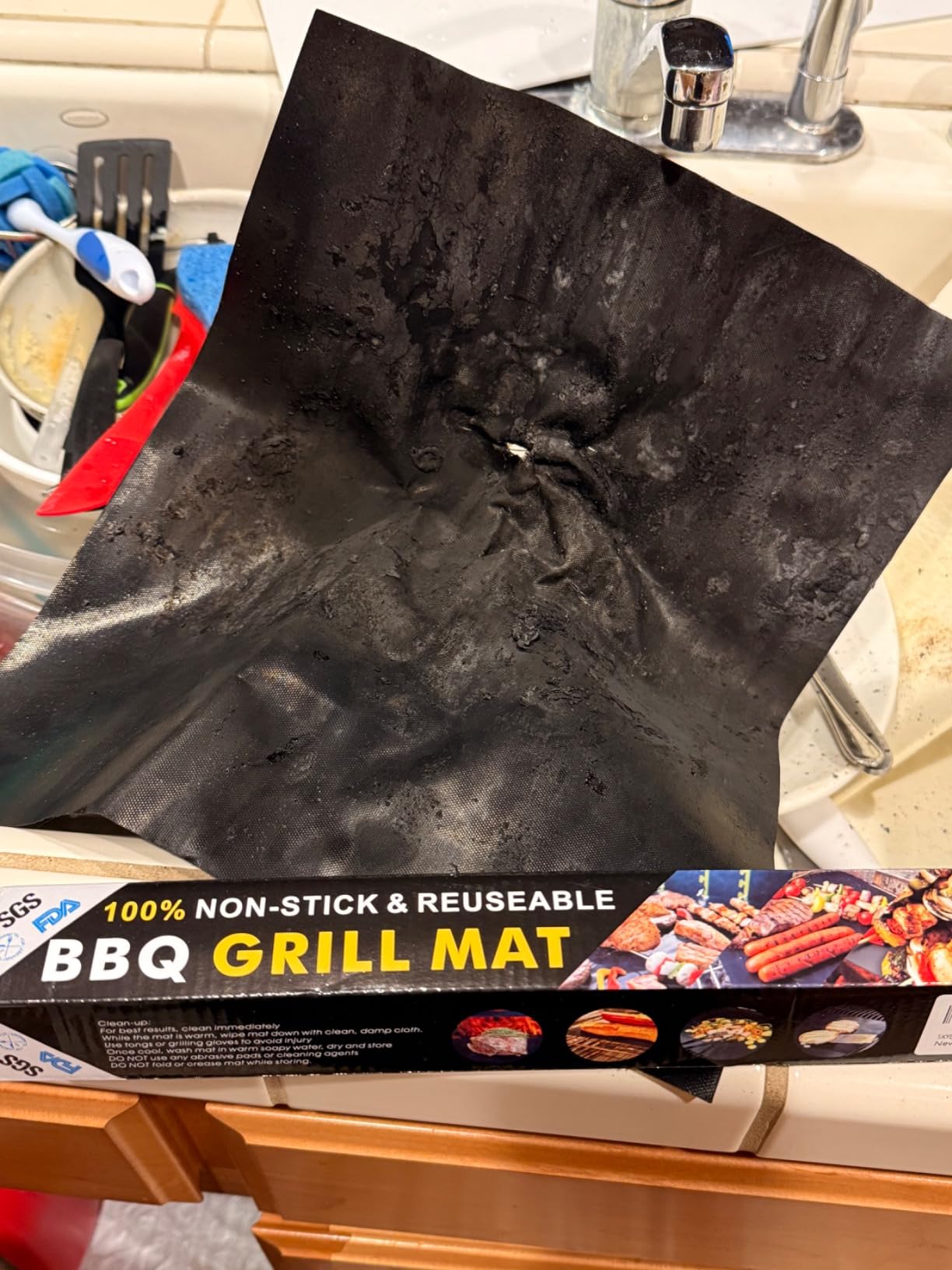 Copper Grill Mats for Outdoor Grill（Set of 6), Nonstick & Easy to Clean BBQ Grilling Sheets, Reusable & Heavy Duty Mats Works on Outdoor Gas, Electric, Charcoal Grill customer photo 1
