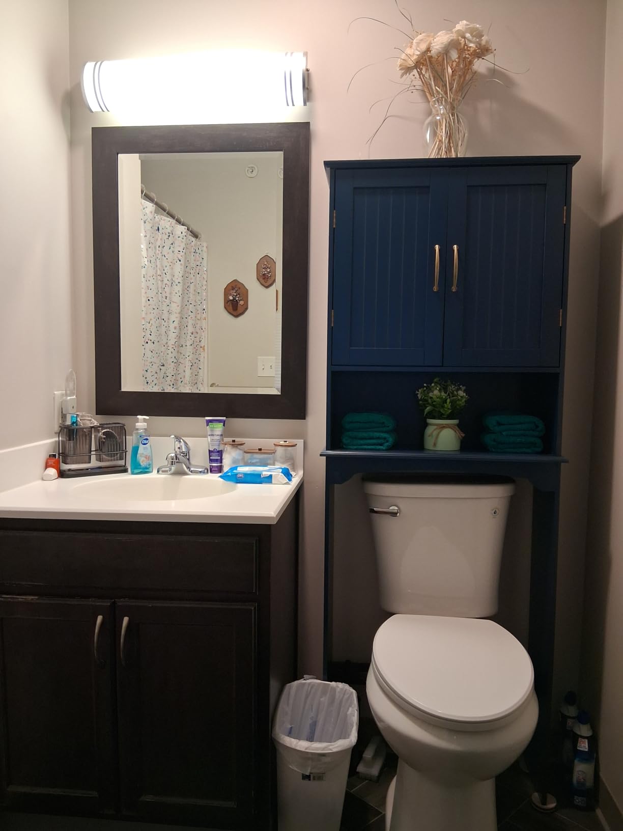 Yaheetech Over the Toilet Storage Cabinet, Bathroom Organizer, White | Adjustable Shelf Frees Up Floor Space, Open Compartment, 2 Beadboard Doors, Holds Towels, Anti-Tip Kit Included customer photo 1