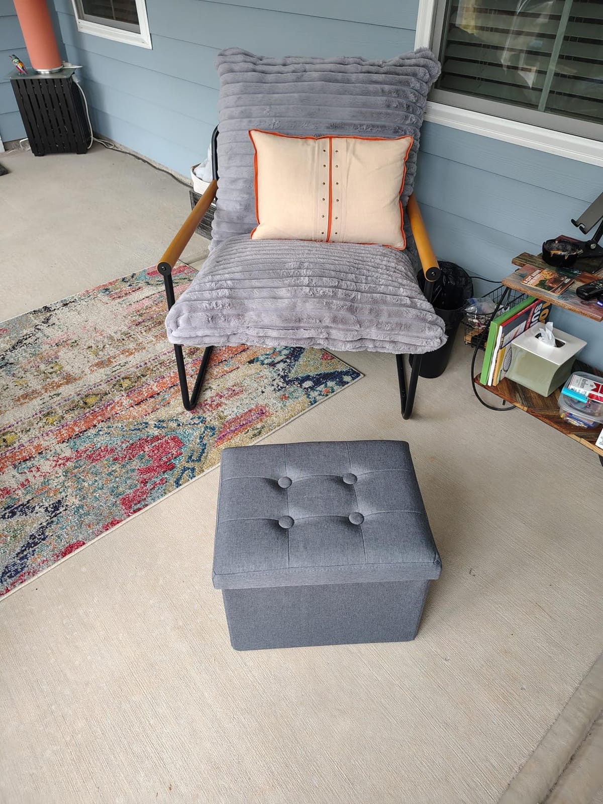 ALASDO Storage Ottoman Footrest Stool Small Ottoman with Storage Foldable Ottomans Foot Rest Footstool Bench for Living Room 17x13x13inches Grey customer photo 1