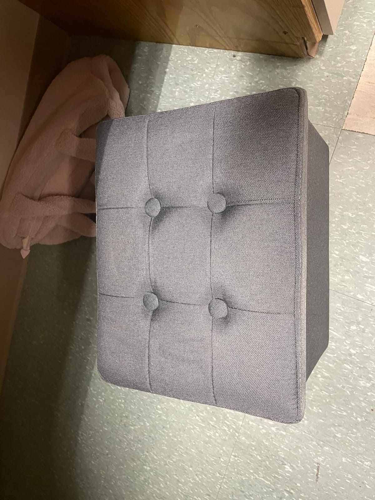ALASDO Storage Ottoman Footrest Stool Small Ottoman with Storage Foldable Ottomans Foot Rest Footstool Bench for Living Room 17x13x13inches Grey customer photo 2
