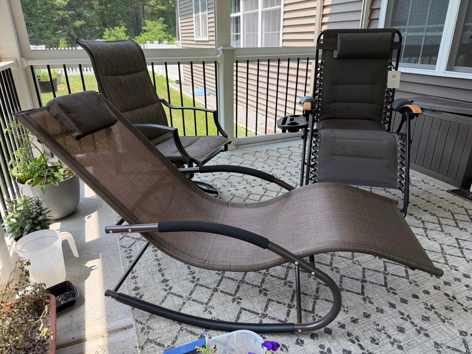 Outdoor Lounge Chair with Pillow, Patio Chaise Lounge, Brown customer photo 1