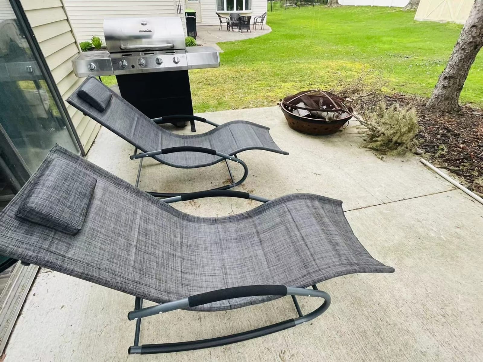 Outdoor Lounge Chair with Pillow, Patio Chaise Lounge, Brown customer photo 2