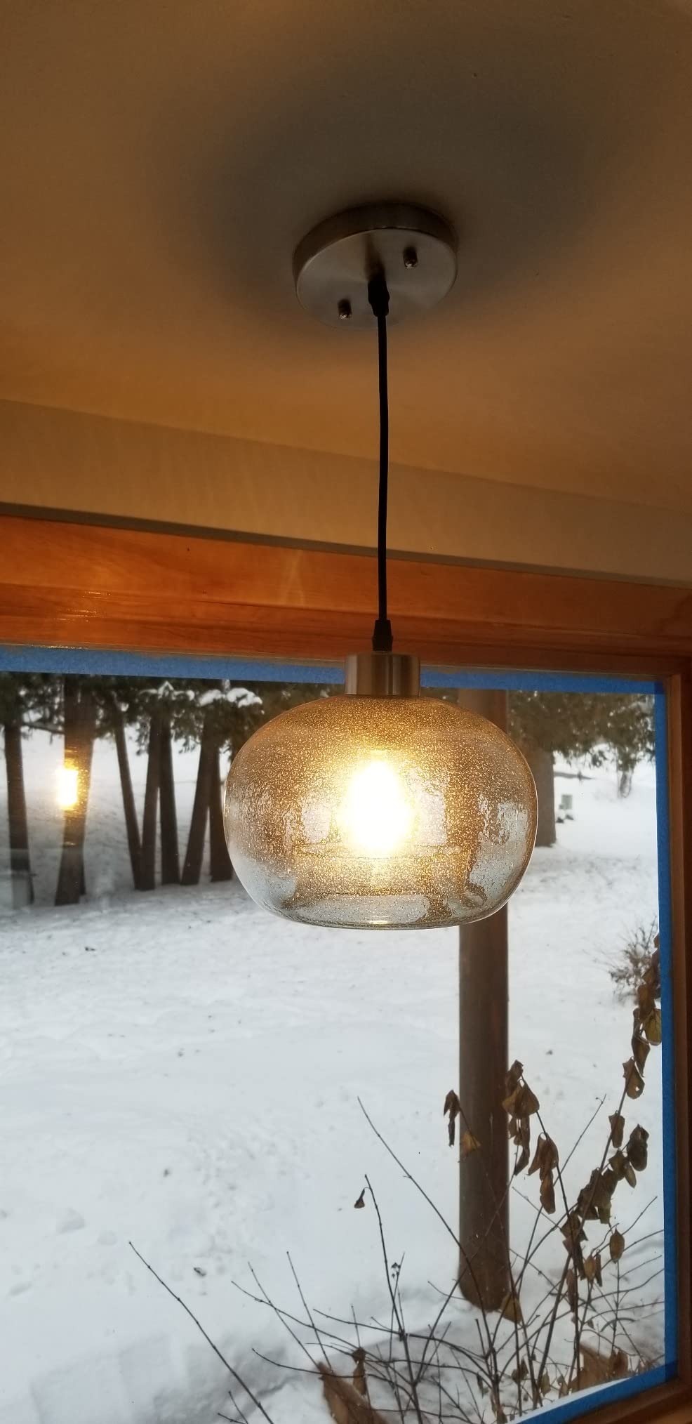 CASAMOTION Glass Pendant Lights Kitchen Island, Marble Blue 8.7 Inch 2 Pack customer photo 2