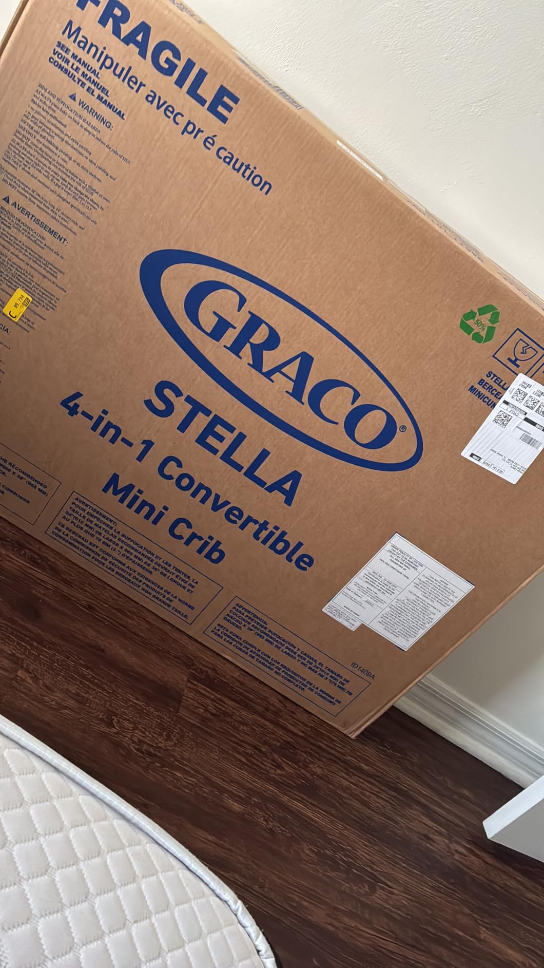 Graco Stella 4-in-1 Convertible Mini Crib with Bonus Mattress, Pebble Gray customer photo 1
