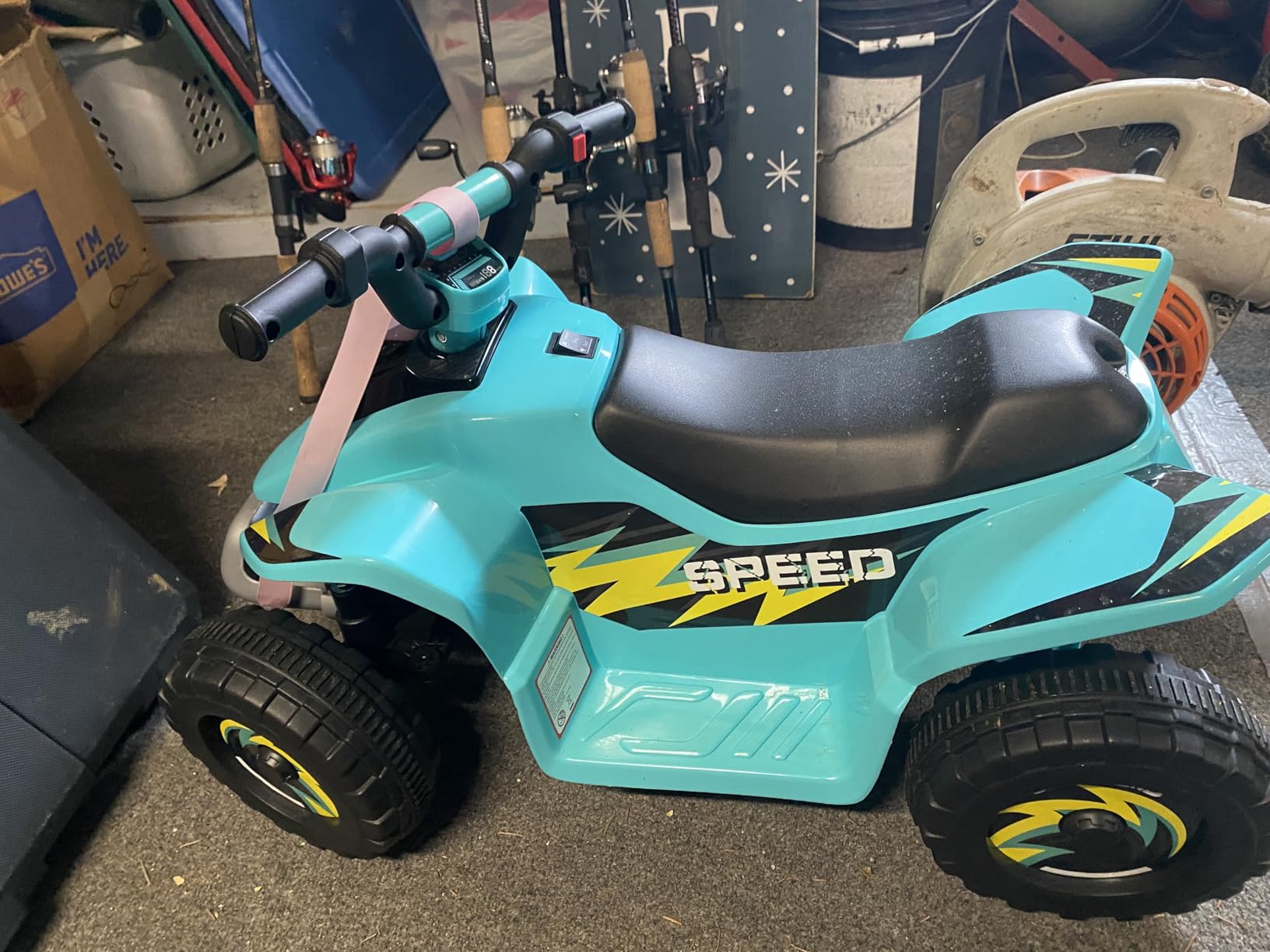 HONEY JOY Ride On ATV, 6V Mini Off-Road Battery Powered Motorized Quad for Kids, Anti-Slip Wheels, RWD 4-Wheeler Electric Ride On Toy Car for Toddlers (Blue) customer photo 2