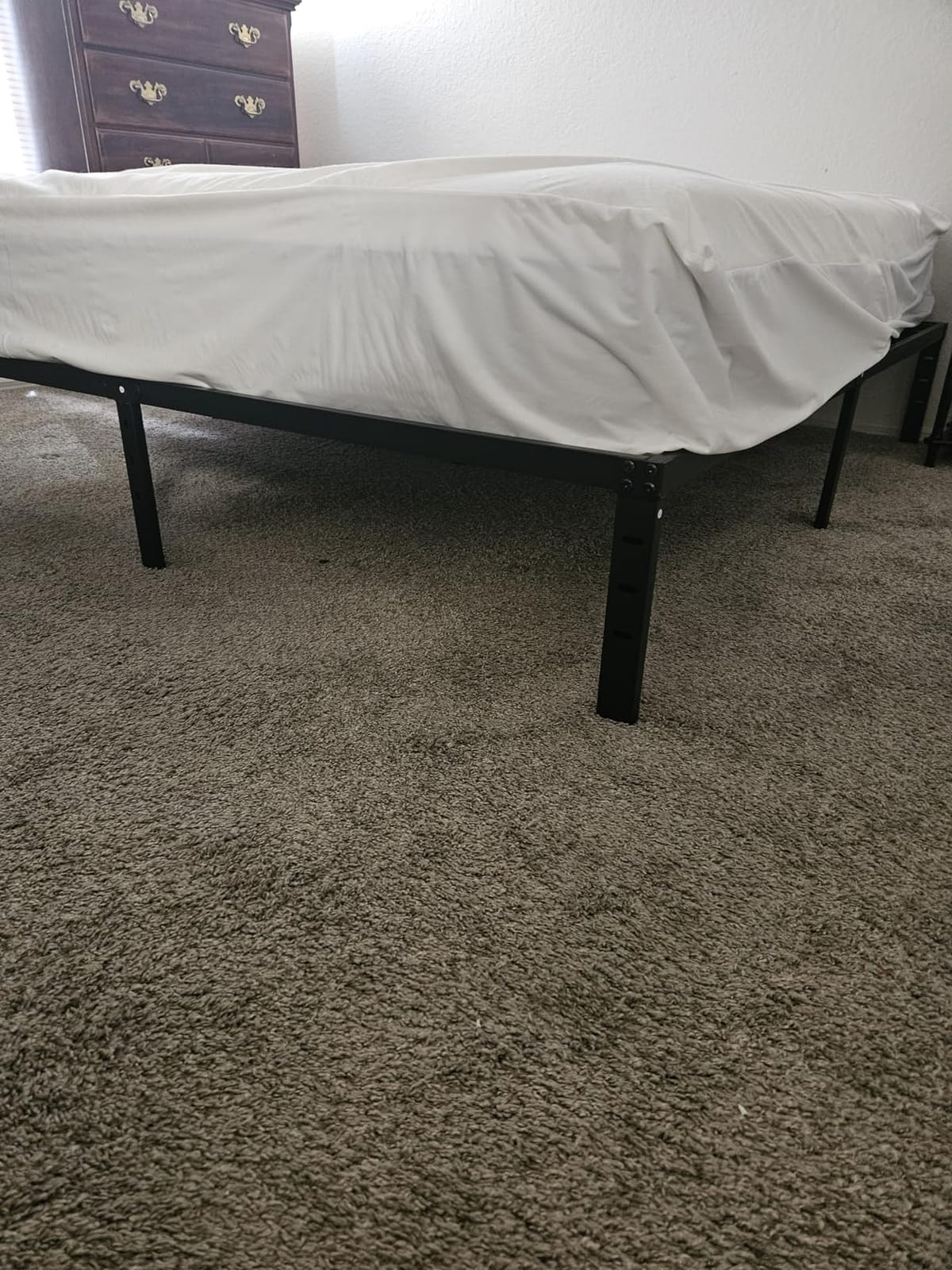 Wulanos Queen Size Bed Frame, 3500lbs Heavy Duty Metal Platform with Steel Slats Support, Sturdy and Noise-Free, 14 Inches High Bedframes with Ample Storage, No Box Spring Needed customer photo 2