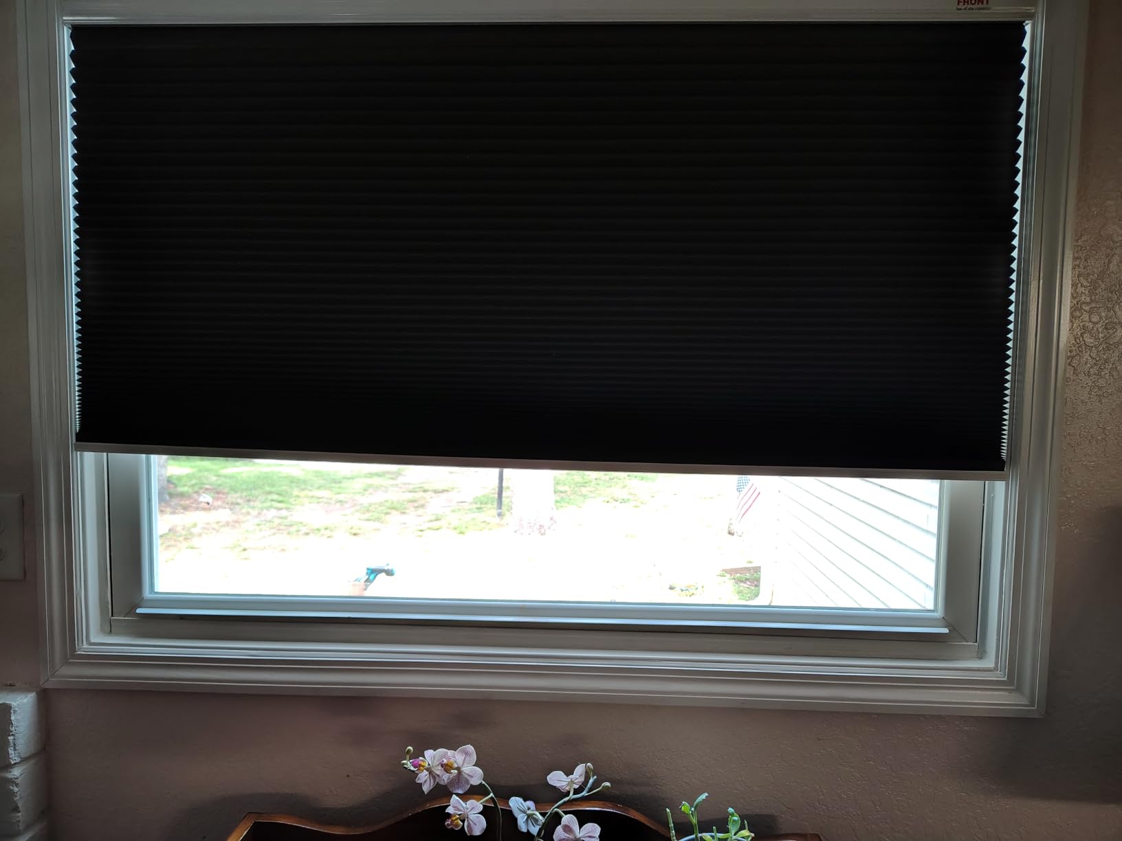 Changshade Cordless Cellular Shades,Blackout Honeycomb Shades for Windows,Pull Down Pleated Blinds,Easy to Install for Indoor Windows and French Doors,White(Blackout),35
