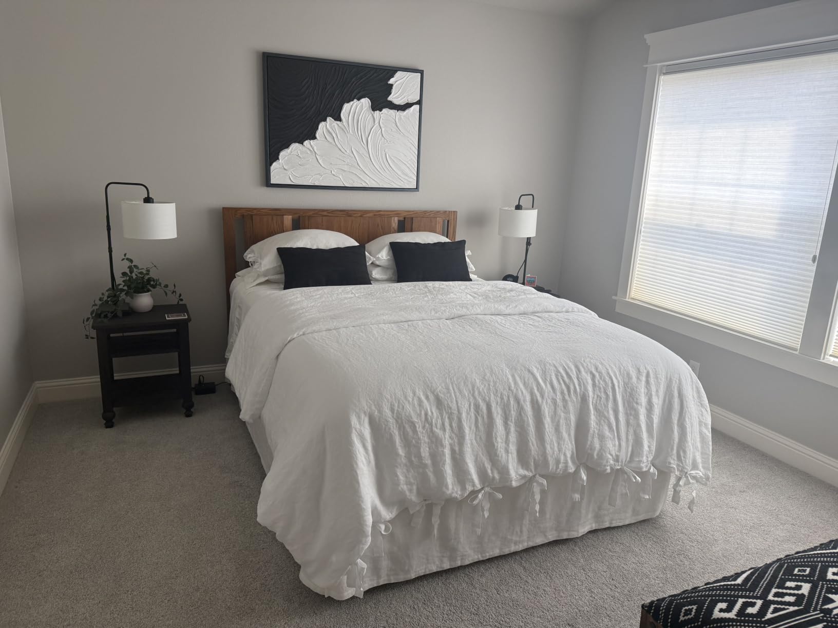 Simple&Opulence 100% Linen Duvet Cover Set, 3 Pieces Belgian Flax Breathable Bedding, Queen Size 88''x92'' (1 Comforter Cover+2 Pillowshams) with Tie Closure Style,Linen customer photo 2