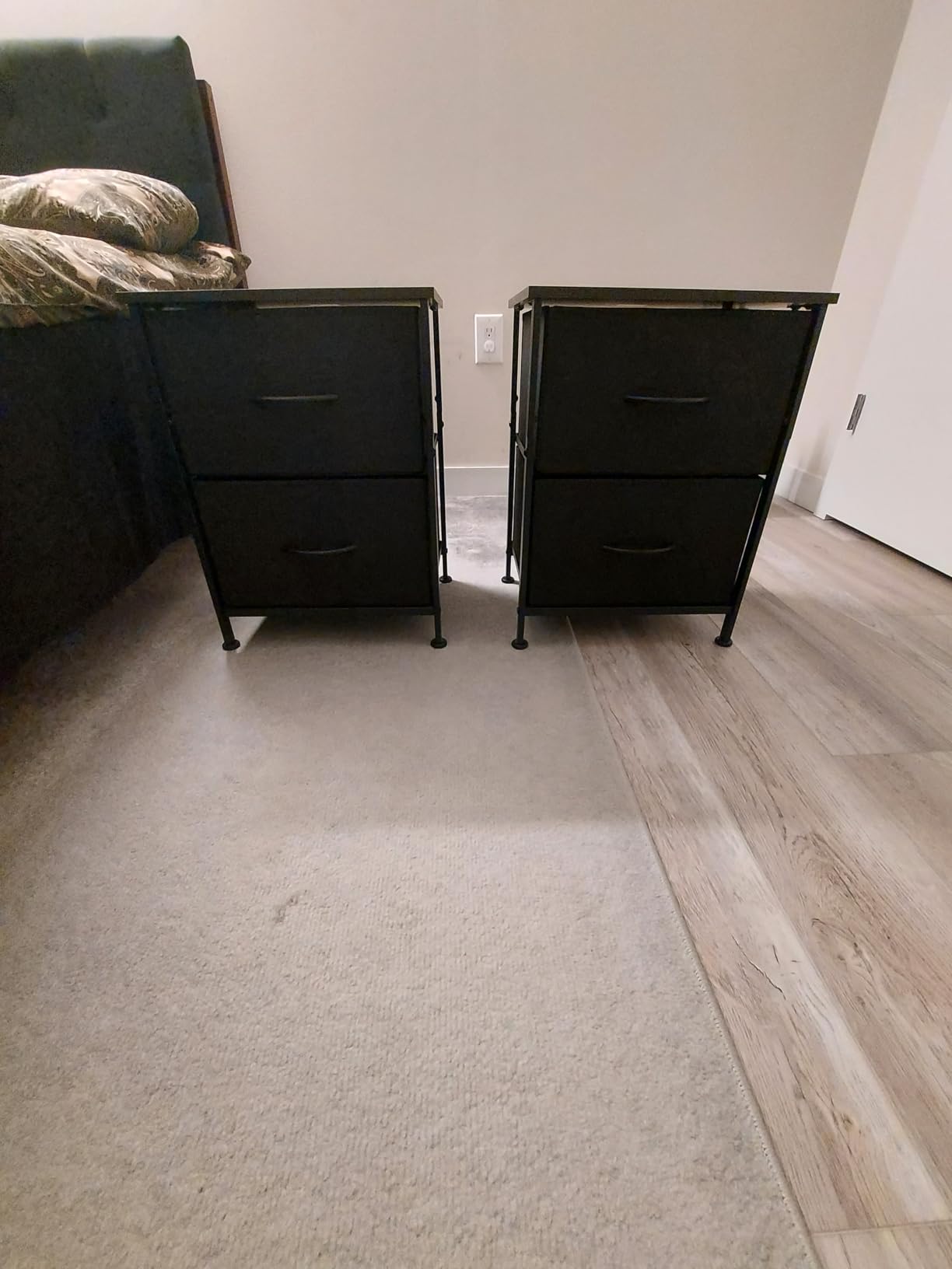 WLIVE Night Stand, Small Dresser with 2 Drawers & Wooden Top, Nightstand with Fabric Bins, Bedside Table End Table for Bedroom, Closet, Entryway, College Dorm, Rustic Brown | Nightstand with Fabric Bins, Bedside Table End Table for Bedroom, Kids Room customer photo 2