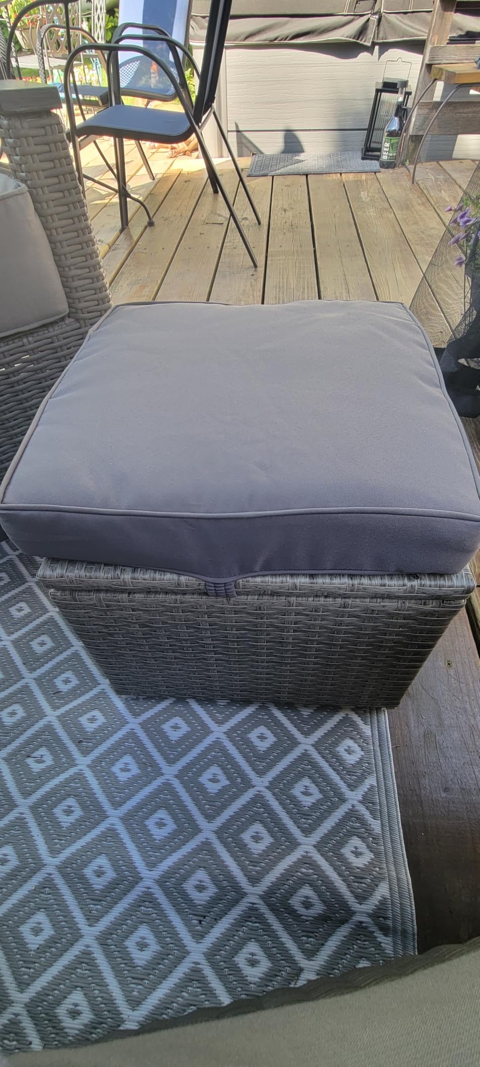 Best Choice Products Set of 2 Wicker Ottomans, Multipurpose Outdoor Furniture for Patio, Backyard, Additional Seating, Footrest, Side Table w/Storage, Removable Cushions - Brown/Beige customer photo 2