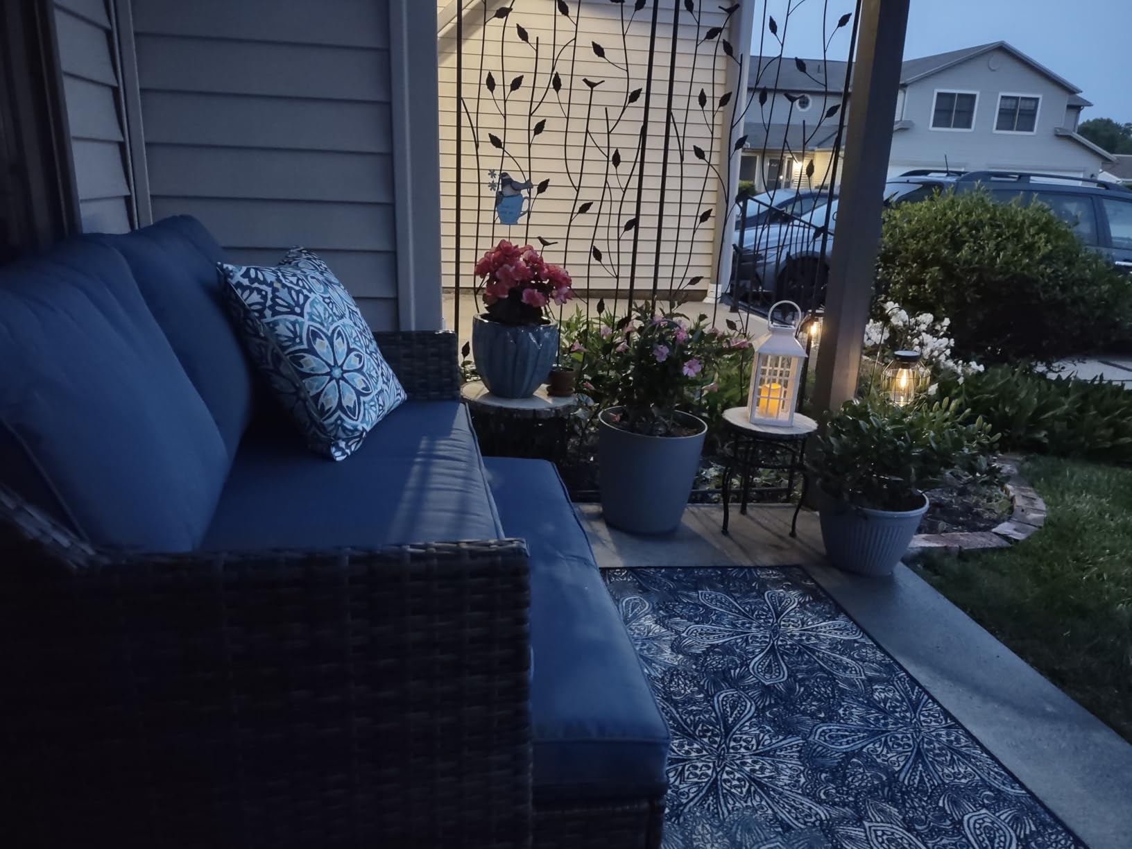OC Orange-Casual Wicker Patio Loveseat w/Storage Ottoman, 2 Pcs, Navy Blue customer photo 1