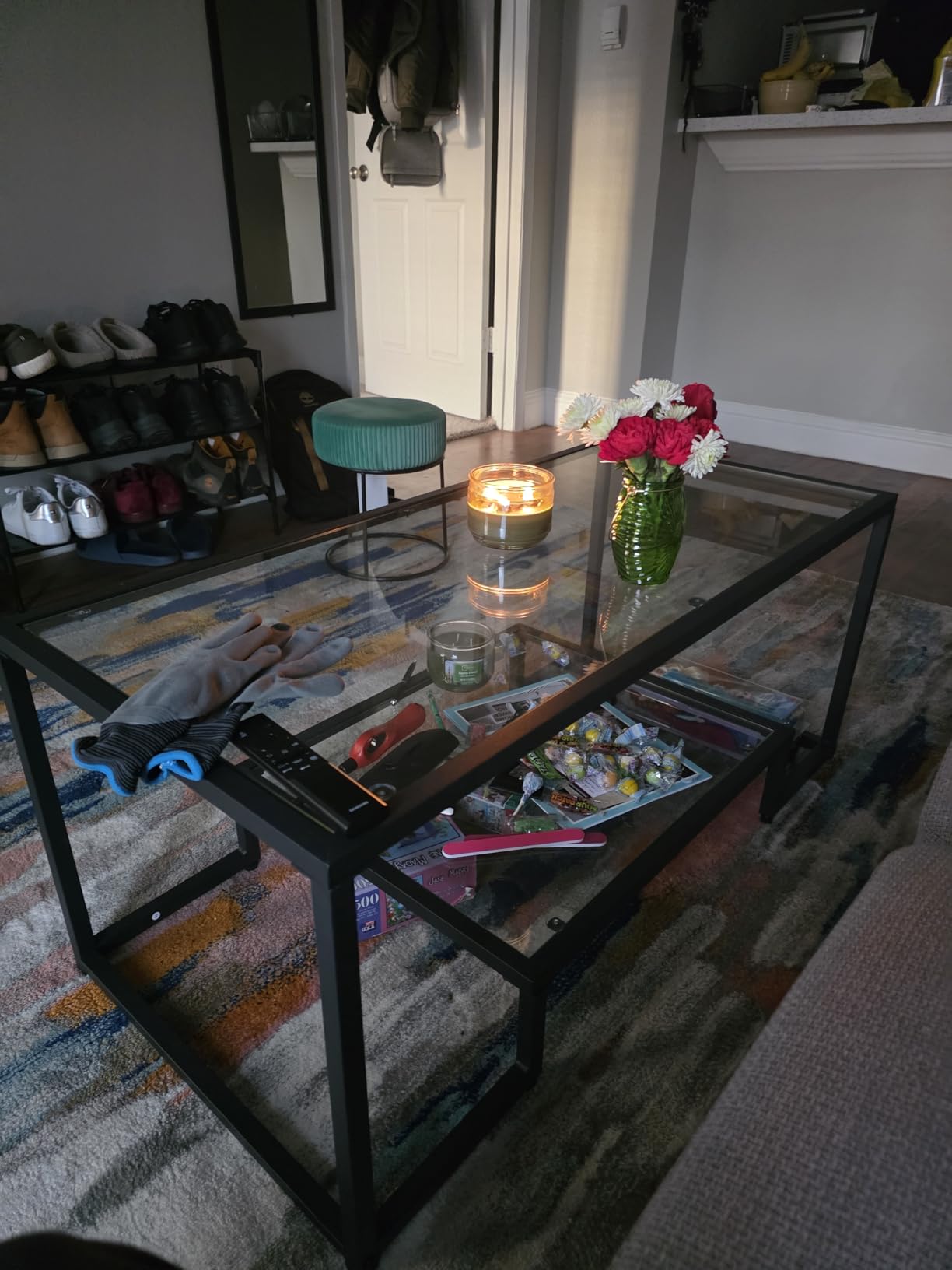 Yaheetech Glass Coffee Table for Living Room, 42