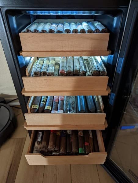 SCHMÉCKÉ 250 Cigar Cooler Humidor with 3 in 1 Precise Cooling, Heating & Humidity Control, Stainless Steel Trim Finish Cabinet, Spanish Cedar Wood Shelves and Drawer with Built in Digital Hygrometer customer photo 2