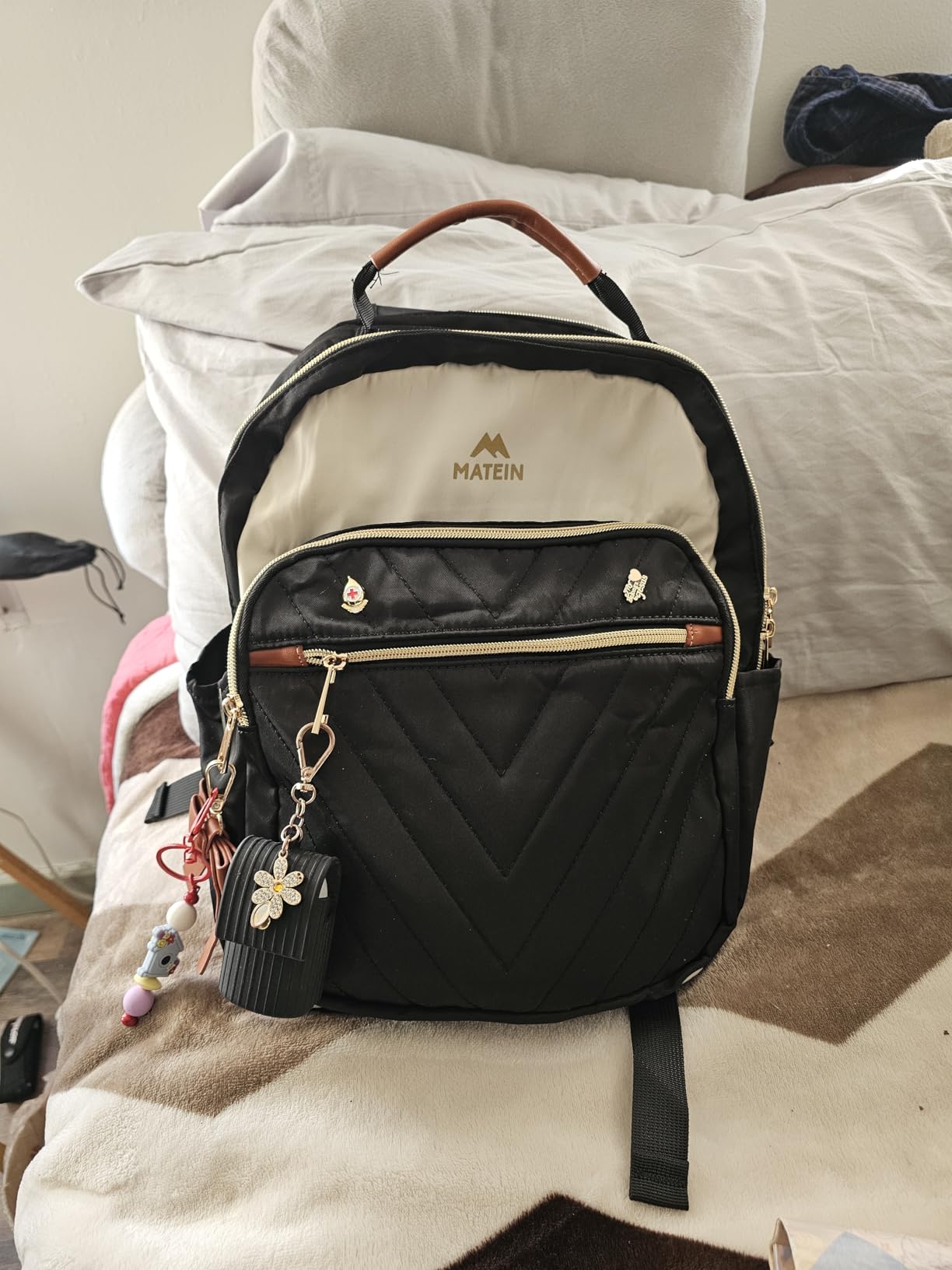 MATEIN Mini Backpack for Women, Stylish Daypack Purse, 2pcs Sets, Black customer photo 1