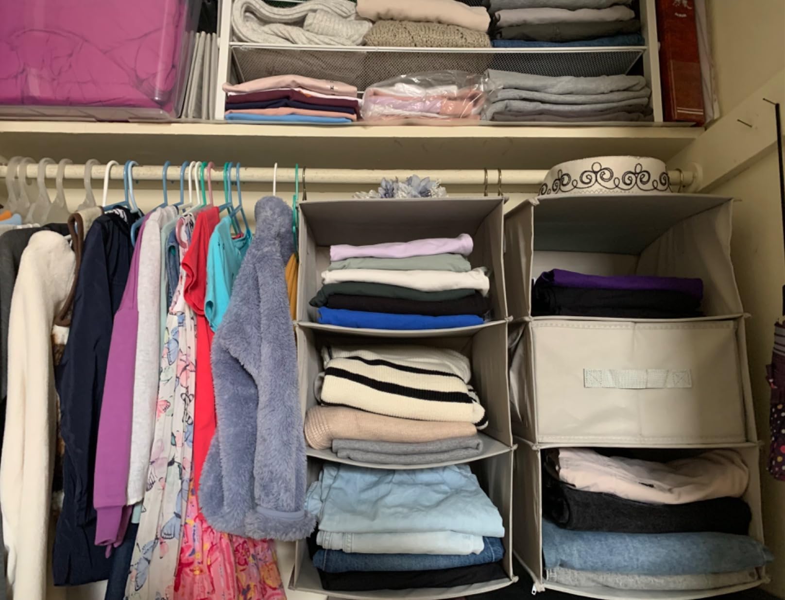 6-Shelf Hanging Closet Organizer with 3 Drawers, Separable, Silver Gray customer photo 1