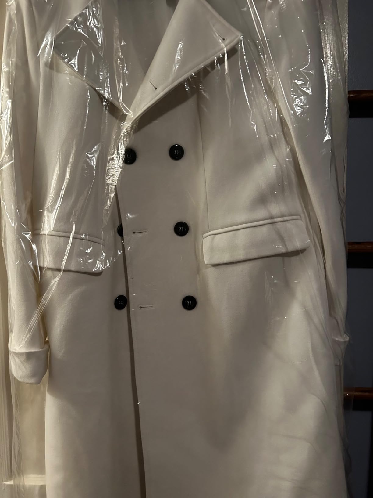 Ebifin Men's Notch Lapel Double Breasted Long Trench Coat Casual Cotton Blend Peacoat customer photo 1