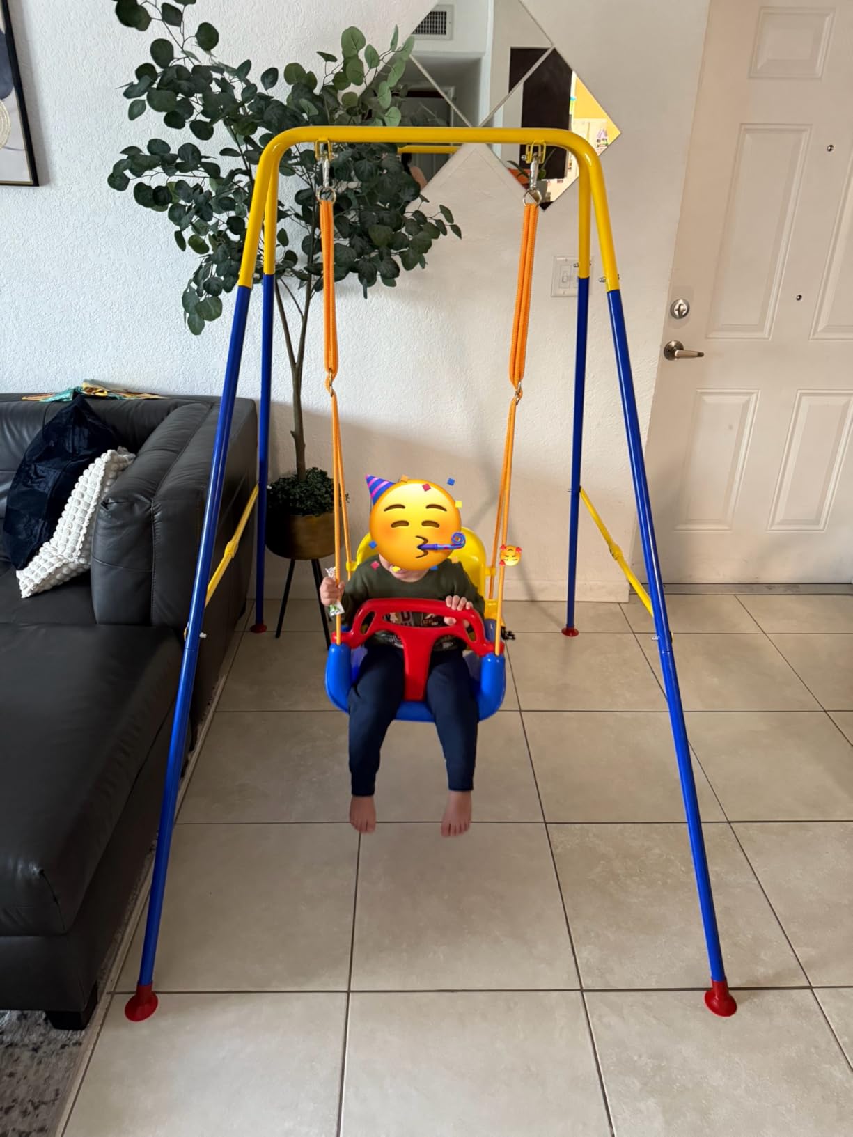 FUNLIO Toddler Swing with Foldable Metal Stand for Toddlers Aged 1~10 Years, 3-in-1 Baby Swing Set with 4 Sandbags for Backyard/Indoor/Outdoor Play, Easy to Assemble & Store customer photo 2