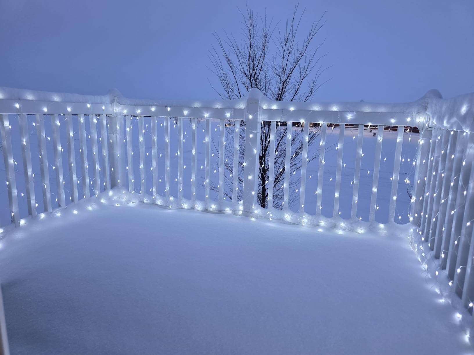 Dazzle Bright Christmas 360 LED Net Lights, 12FT x 5 FT Connectable Waterproof String Lights Clear Wire with 8 Modes, Christmas Decorations for Indoor Outdoor Xmas Party Yard Garden Decor (Warm White) customer photo 1