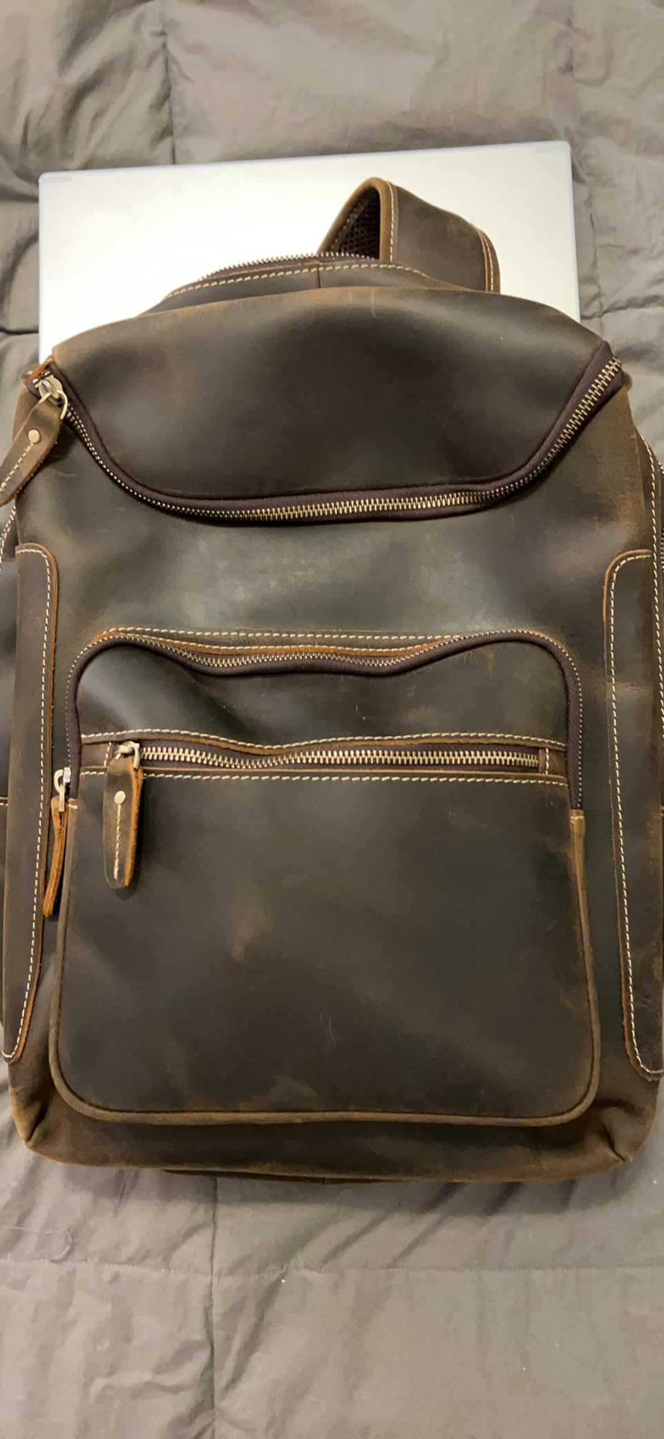LANNSYNE Vintage Leather Travel Backpack for Men, fits 16