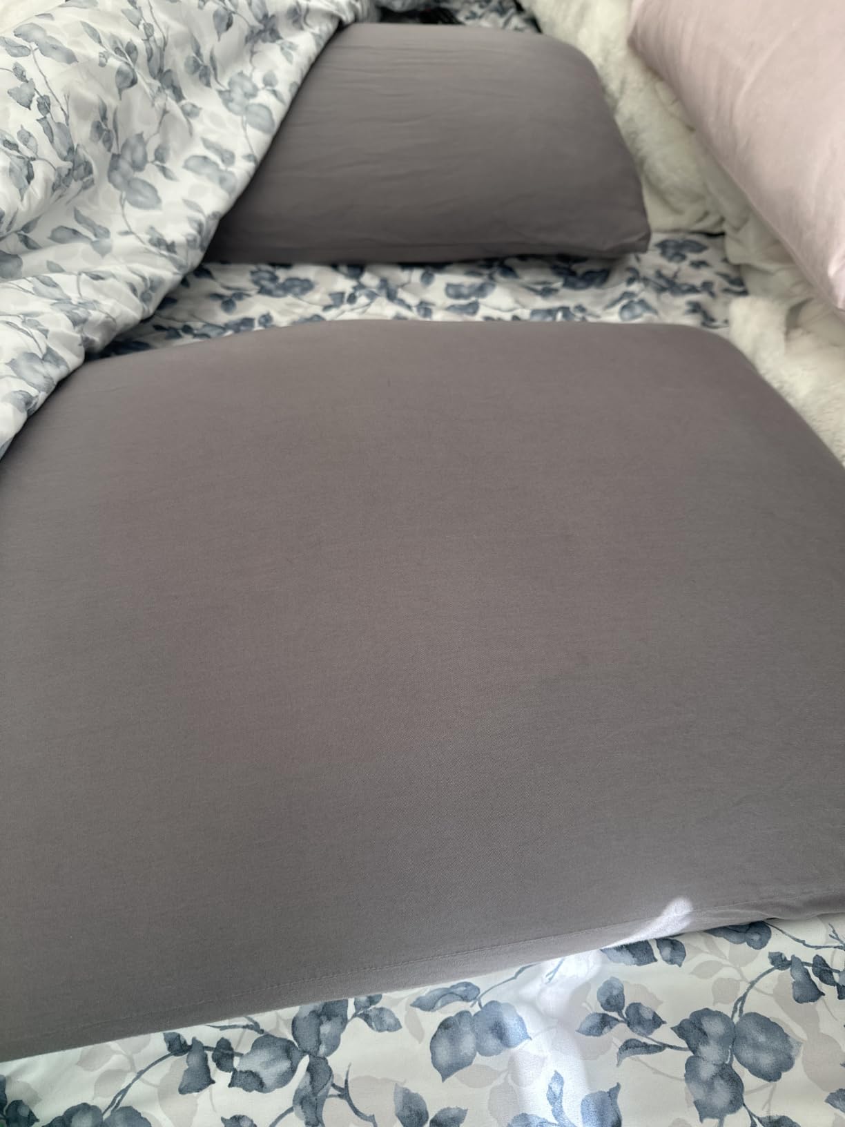 WishSmile Cooling Queen Pillowcases Set of 2 Breathable Cool Silky Soft Rayon Derived from Bamboo Fabric, Moisture Wicking for Hot Sleepers, Hair and Skin Friendly, Dark Grey, 2 Pack, 20x30IN customer photo 1