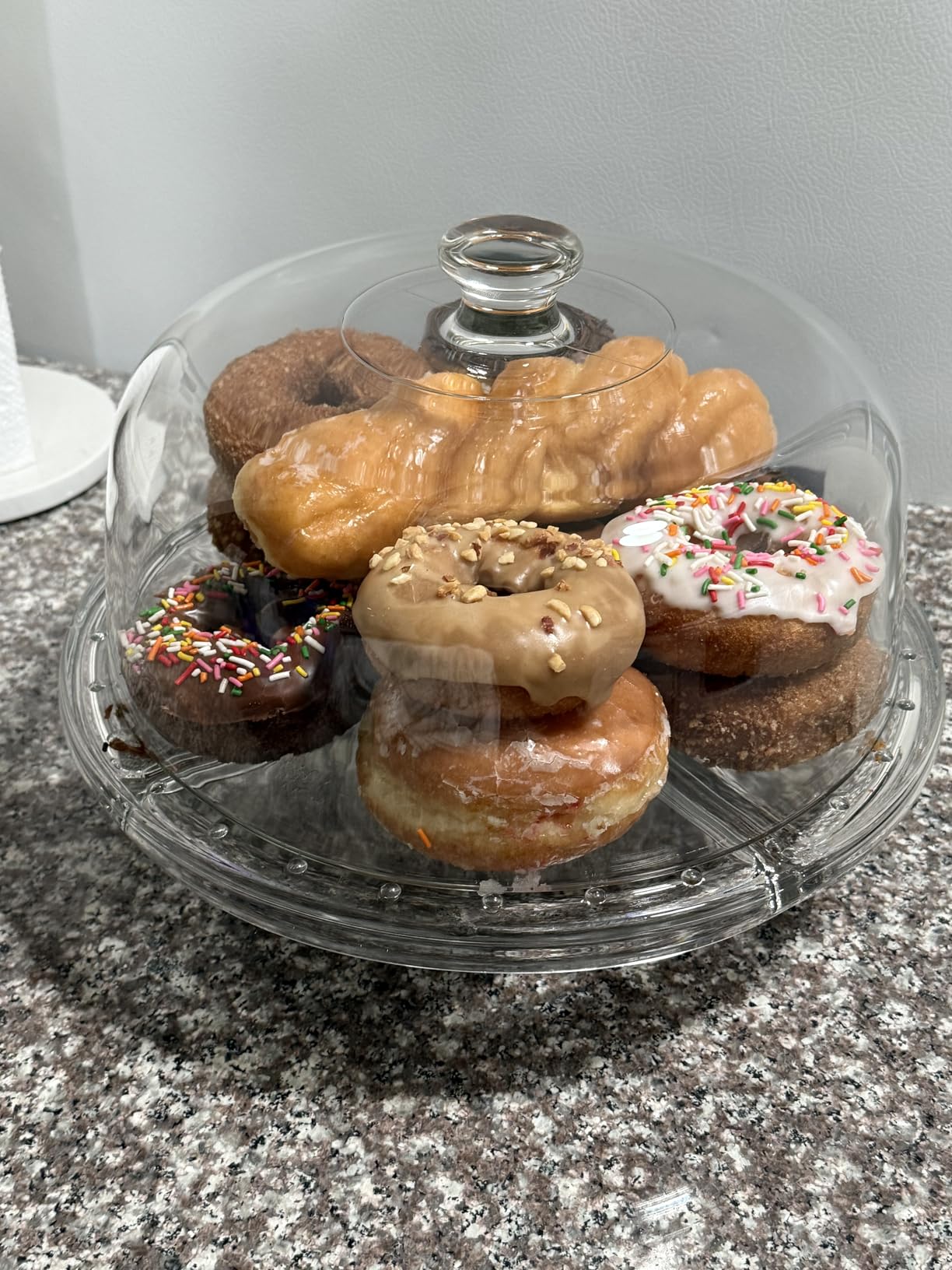 Glass Cake Stand w/ Dome Lid, Footed Cake Plate Platter, 6 in 1, Italy Made customer photo 2