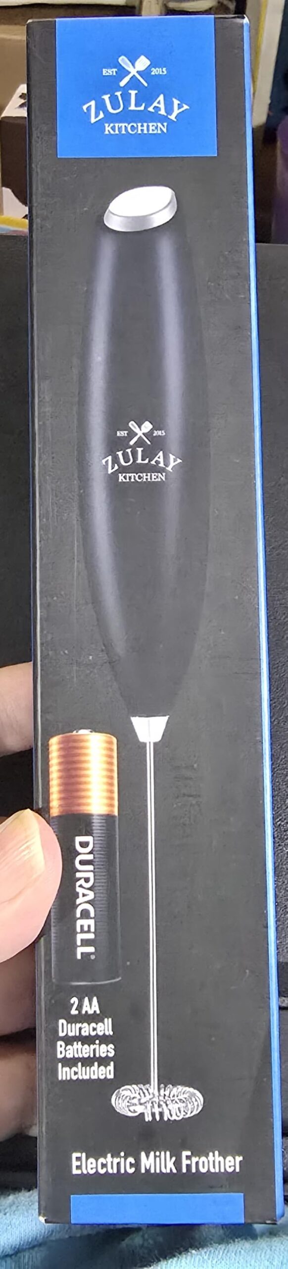Zulay Kitchen Powerful Milk Frother Wand With Duracell Batteries - Ultra Fast Handheld Drink Mixer - Electric Whisk Foam Maker for Coffee, Lattes, Cappuccino & Matcha - Z1 Motor - Black customer photo 2