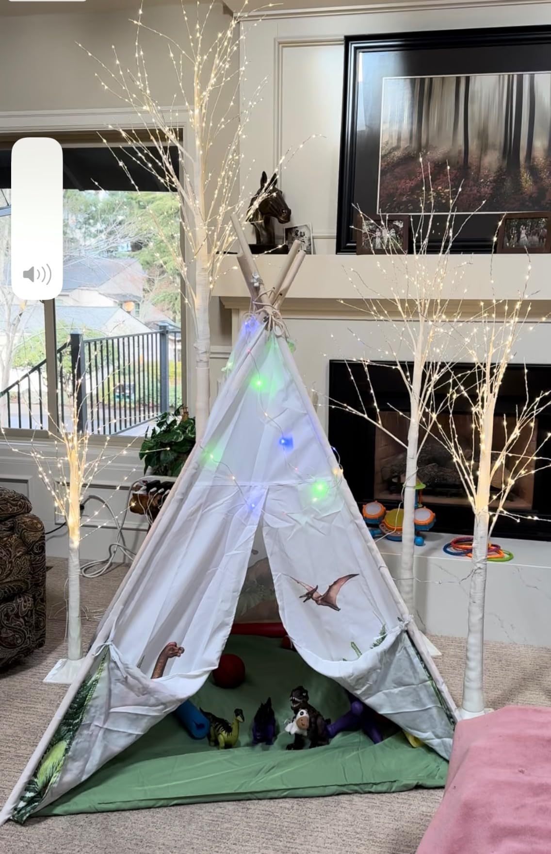 W&O Dinosaur Discovery Teepee with LED Lights, Roar Button & Plush Mat | Dinosaur Teepee Tent for Kids with LED Lights, Roar Button, Plush Mat & Stable Design. Great Gift for Indoor Play, Ages 3-7 customer photo 2