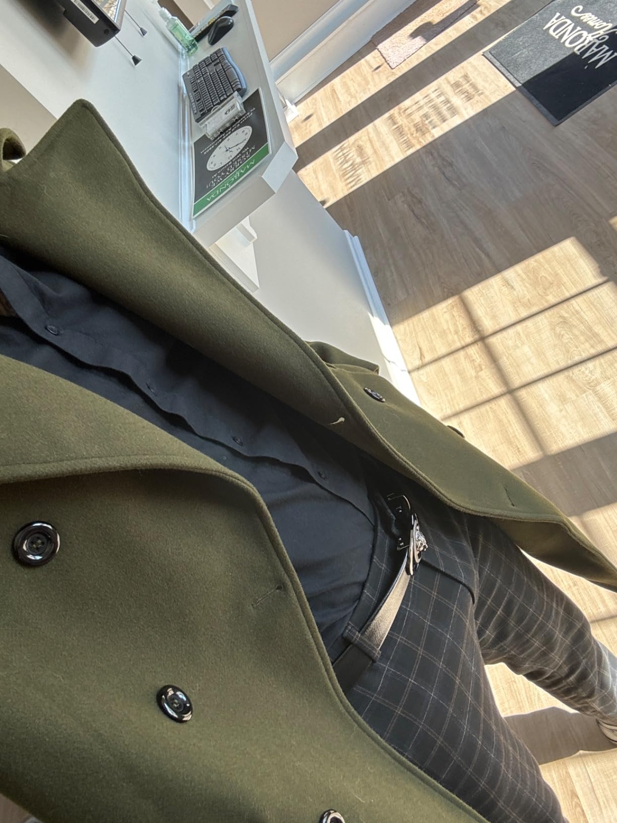 Makkrom Mens Double Breasted Trench Coat Business Casual Winter Overcoats customer photo 1