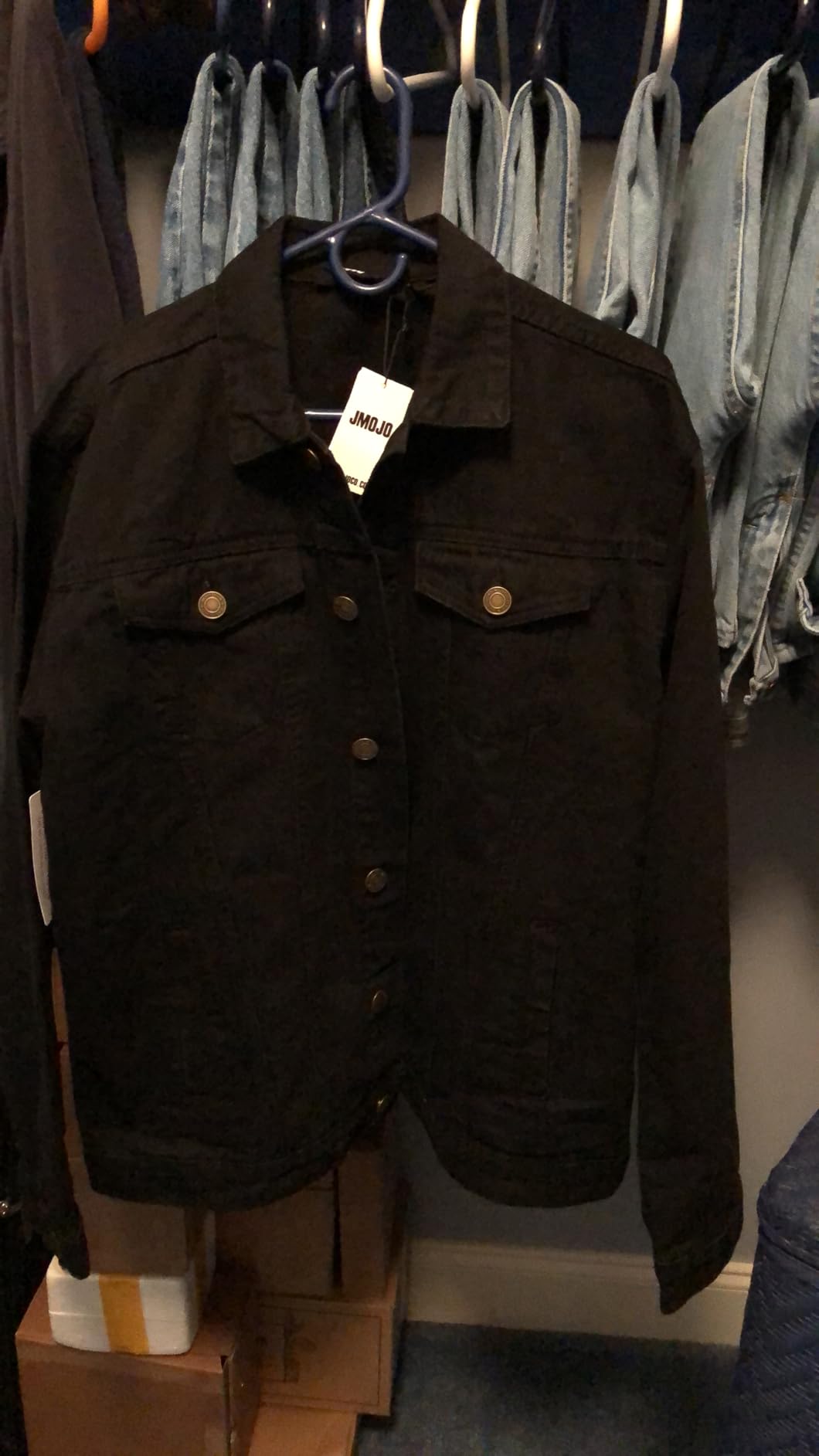 JMOJO Jean Jacket Men - Button Down Trucker Style with Functional Pockets - Classic Mens Denim Jackets for Casual Outfits customer photo 2